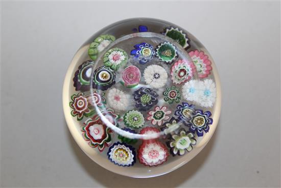 A Clichy spaced millefiori glass paperweight, late 19th century, diam. 6.3cm